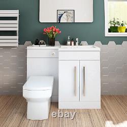 White Bathroom Vanity Unit Sink Cabinet Right Hand Basin Storage with WC Toilet