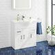 White Bathroom Vanity Unit With Ceramic Basin Gloss Sink White Doors 750mm