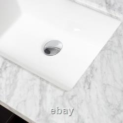 White Bathroom Vanity Unit with Marble Top Sink 2 Drawer Storage Classic 650mm