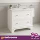 White Bathroom Vanity Unit With Marble Top Sink 2 Drawer Storage Classic 800mm