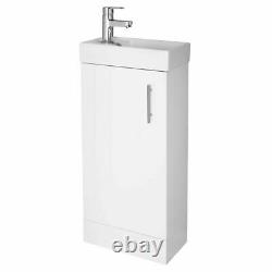 White Cloakroom Bathroom 400mm Vanity Unit with Ceramic Basin/Sink