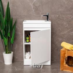 White Cloakroom Vanity Unit With Basin Floor Standing Soft Close Door 440mm