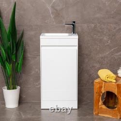 White Cloakroom Vanity Unit With Basin Floor Standing Soft Close Door 550mm