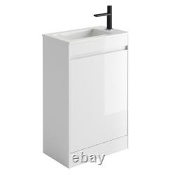 White Cloakroom Vanity Unit With Basin Floor Standing Soft Close Door 550mm