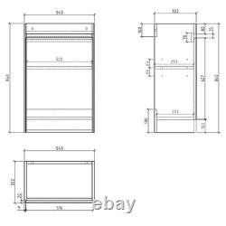 White Cloakroom Vanity Unit With Basin Floor Standing Soft Close Door 550mm