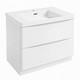 White Floor Standing Bathroom Vanity Unit With Resin Basin 2 Drawer (w)900mm