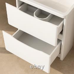 White Floor Standing Bathroom Vanity Unit With Resin Basin 2 Drawer (W)900mm