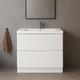 White Floor Standing Bathroom Vanity Unit With Resin Basin Sink 2 Drawer W900mm