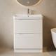 White Floor Standing Bathroom Vanity Unit With Resin Basin Sink 600mm Cabinet