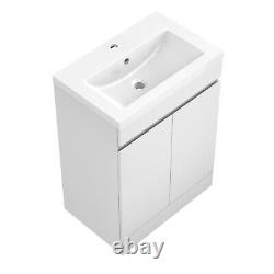 White Floor Standing Door Vanity Unit & Basin Sink 500 600mm Bathroom