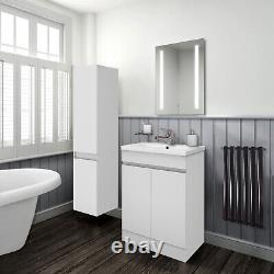 White Floor Standing Door Vanity Unit & Basin Sink 500 600mm Bathroom