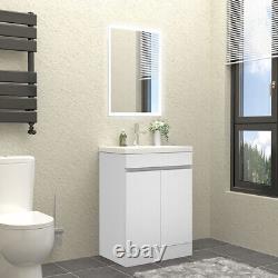 White Floor Standing Door Vanity Unit & Basin Sink 500 600mm Bathroom