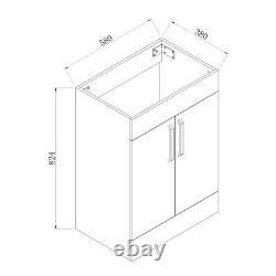 White Floor Standing Door Vanity Unit & Basin Sink 600mm Bathroom Furniture Unit