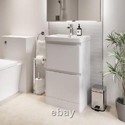 White Free Standing Vanity Unit 500mm Width Modern Bathroom Storage