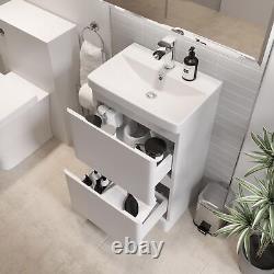 White Free Standing Vanity Unit 500mm Width Modern Bathroom Storage