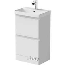 White Free Standing Vanity Unit 500mm Width Modern Bathroom Storage