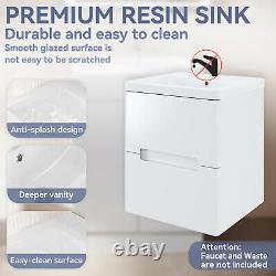 White Gloss 500mm Bathroom Vanity Unit Sink Basin Wall Hung Cabinet Storage Home