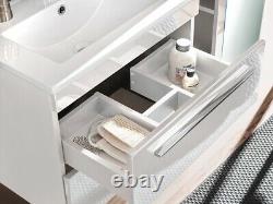 White Gloss Bathroom 600 Vanity Sink Basin Wall Hung Cabinet Drawers Unit Twist