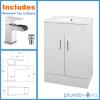 White Gloss Bathroom Vanity Unit Basin Sink Bathroom Cabinet Waterfall Tap