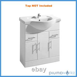 White Gloss Bathroom Vanity Unit Basin Sink Compact Cloakroom Cabinet Units
