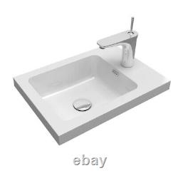 White Gloss Cloakroom Vanity Unit Compact Wall Hung Cloakroom Sink Wash Basin