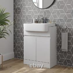 White Gloss Freestanding Vanity Unit with Basin 620mm Modern Bathroom Storage