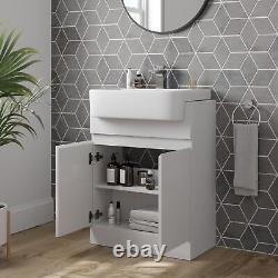 White Gloss Freestanding Vanity Unit with Basin 620mm Modern Bathroom Storage