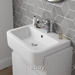 White Gloss Freestanding Vanity Unit with Basin 620mm Modern Bathroom Storage