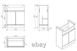 White Gloss Freestanding Vanity Unit with Basin 620mm Modern Bathroom Storage