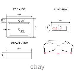 White Gloss Freestanding Vanity Unit with Basin 620mm Modern Bathroom Storage