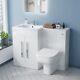 White Gloss Lh Vanity Unit Basin Cabinet 1100mm And Btw Toilet Aric