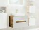 White Gloss Oak Bathroom 600 Vanity Unit Sink Wall Hung Cabinet Counter Top Arub