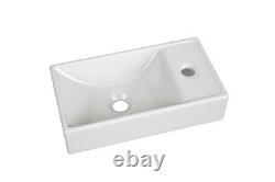 White Gloss & Oak Bathroom Cloakroom 40cm 400 Vanity Unit Sink Wall Cabinet Arub
