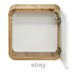 White Gloss & Oak Bathroom Set 400mm Vanity Unit Sink Wall Storage Cabinet Arub