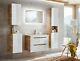 White Gloss Oak Bathroom Set Compact Vanity Sink Unit Wall Cabinet Tallboy Arub
