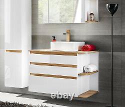 White Gloss Oak Bathroom Set Vanity Sink Counter Basin Wall Hung Tall Unit Plat