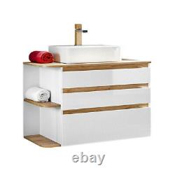 White Gloss Oak Bathroom Set Vanity Sink Counter Basin Wall Hung Tall Unit Plat