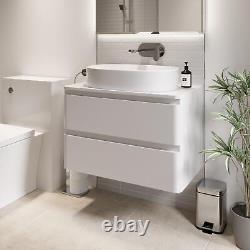 White Gloss Wall Hung Countertop Vanity Unit Lorient White Basin 800mm Modern