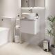 White Gloss Wall Hung Countertop Vanity Unit Roubaix White Basin 500mm Modern