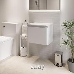 White Gloss Wall Hung Countertop Vanity Unit without Basin 500mm Modern Bathroom