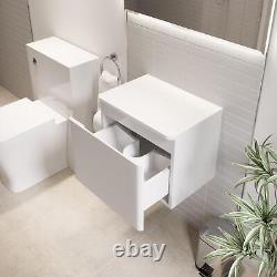 White Gloss Wall Hung Countertop Vanity Unit without Basin 500mm Modern Bathroom