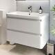 White Gloss Wall Hung Vanity Unit & Basin 800mm Width Modern Bathroom Storage