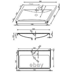 White Gloss Wall Hung Vanity Unit & Basin 800mm Width Modern Bathroom Storage