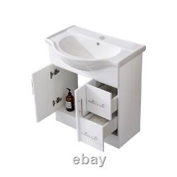 White / Grey Bathroom Vanity Unit Wall Hung Standing Cabinet Ceramic Wash Basin