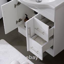 White / Grey Bathroom Vanity Unit Wall Hung Standing Cabinet Ceramic Wash Basin