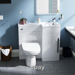 White L-Shape RH Small 900mm Vanity Unit Sink Toilet Bathroom Debra