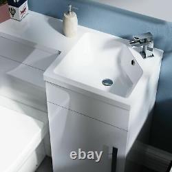 White L-Shape RH Small 900mm Vanity Unit Sink Toilet Bathroom Debra