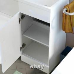 White L-Shape RH Small 900mm Vanity Unit Sink Toilet Bathroom Debra