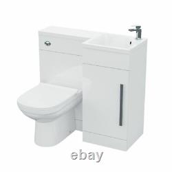 White L-Shape RH Small 900mm Vanity Unit Sink Toilet Bathroom Debra