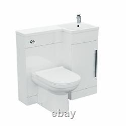 White L-Shape RH Small 900mm Vanity Unit Sink Toilet Bathroom Debra
